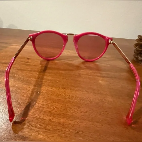 ICONIC NWOT Karen Walker Hot Pink Sunglasses with gold accents and case - Picture 5 of 13